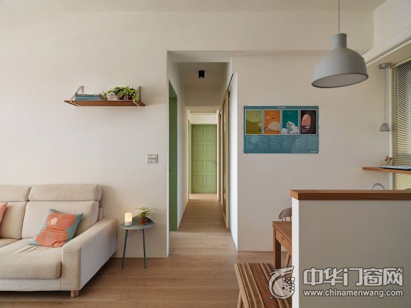 简约现代风格公寓浅绿色实木房间门装修效果图 